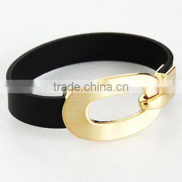 Big Round Circle Charm Brown Genuine Leather Bracelets Diy Genuine Leather Bracelets for Her Gifts 2017 photo-4