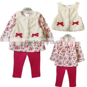 girls winter clothing sets kids winter vest+t shirts+Leggings 3pcs a sets girls suits baby sets