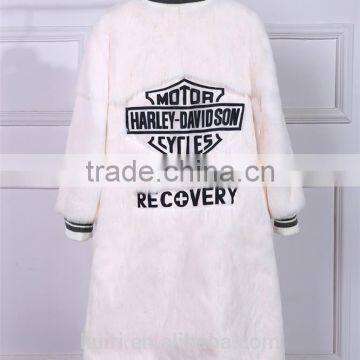 2016Winter New Women Fur Coat Rabbit Fur Thick Medium Long Jacket Baseball Uniform Design Fashion Winter Warm Outwear Coat photo-4