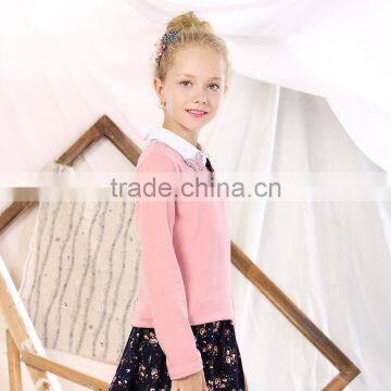 S32508W Baby Girls Sweaters 2017 New Brand Children's Clothing Woolen Lapel Girls Sweater photo-3