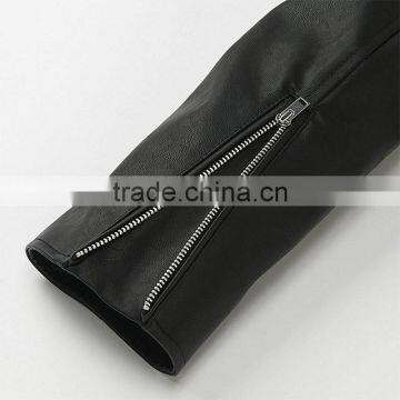 Women's Cool Black Moto Riders Coats Diagonal Front Zipper Leather Jackets photo-6