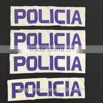 Relfective Policia With Blue Printing Reflective Letter be Heated on Vest for Spain Market photo-4