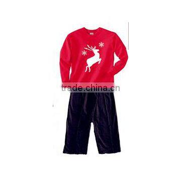 Hot sale christmas boys deer printing pajamas wholesale baby boutique clothes