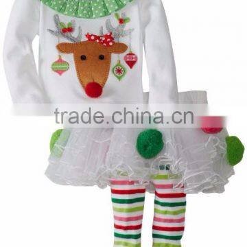 Wholesale Fashion Festival Kids Reindeer Christmas Clothes Set