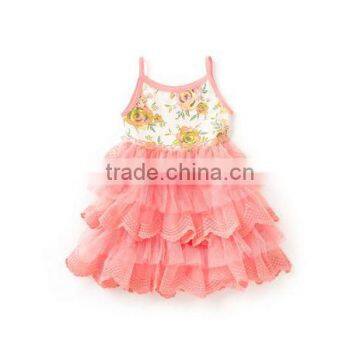 children frocks designs floral print dress nice dress for summer pink chiffon tutu fashion dress