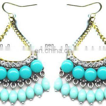 Brife light blue mint fan bubble teardrop adult women earrings