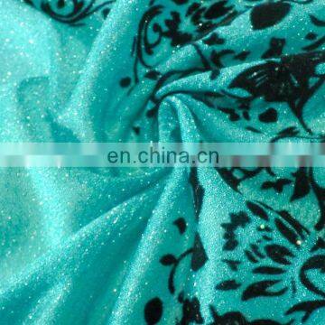 2016 Flock Printing Chiffon/Flocking Georgette Fabric/Flocking Print Dress Fabric With Silver In Shaoxing