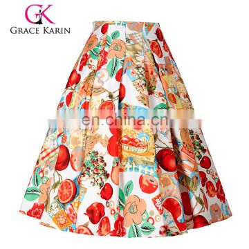 Grace Karin Occident Vintage Retro Floral Pattern Cotton Skirts 9 Patterns CL008925-6