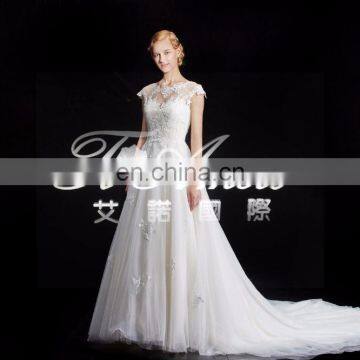 1A067 CX 2015 Lace Open Back Palace Wedding Dress Real Picture Show Bridal Muslim Wedding Dress Long Tail photo-4