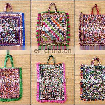 Vintage Banjara Theli Tote Bag- Gypsy Handmade Vintage Kutchi Theli Bag- Kutchi Embroidered Mirror work Theli Bag