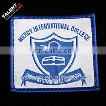 wholesale custom college logo woven badge for uniform clothing