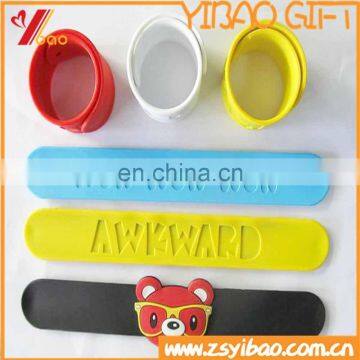 Silicone 100% slap bracelet /wristband printing custom logo