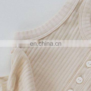 Unisex Baby Clothes Button Up Solid Ribbed Baby Romper Baby Bodysuit photo-3