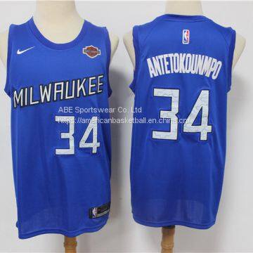 Milwaukee Bucks #34 Antetokounmpo Blue Jersey