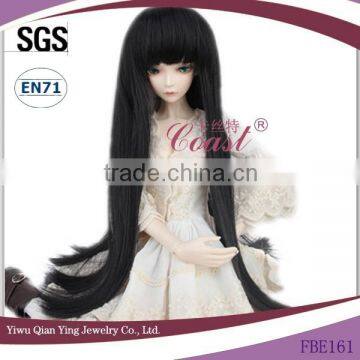 Long natural straight black doll hair wigs