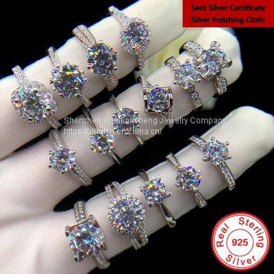 Classic 925 Sterling Silver Moissanite Ring Simple style 1ct carat IJ color jewelry Anniversary Ring