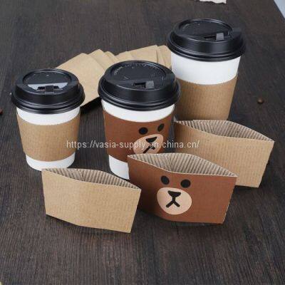 China disposable print custom logo custom coffee cup sleeve printing wholesale disposable cup sleeves