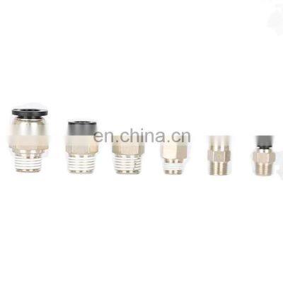 4 6 8 10 12 14 16mm PC Thread Through One Touch Type Air Tube Nickel Plated Brass Pneumatic Fitting