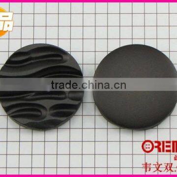 High end black plastic coat button with engrave pattern