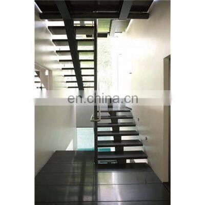 Indoor prefabricated stairs with glass railings