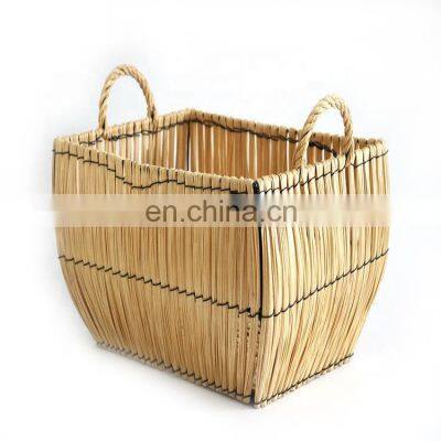 wholesale hot cheap natural cane wicker toy storage basket with handles