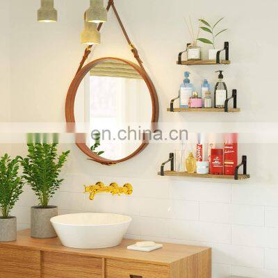 Rustic Wood Wall Storage Shelves for Bedroom Living Room Bathroom Floating Shelves Wall Mounted photo-4