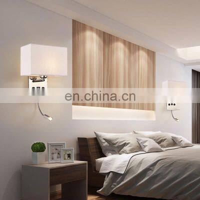 Hotel Style Fabric Wall Lamp Creative Bedroom Led Hotel Bedside Lamp Simple USB Interface Charging Wall Lamp photo-2