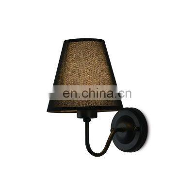 Modern style cloth lampshade old iron wall lamp LED bedroom bedside lamp wall lights