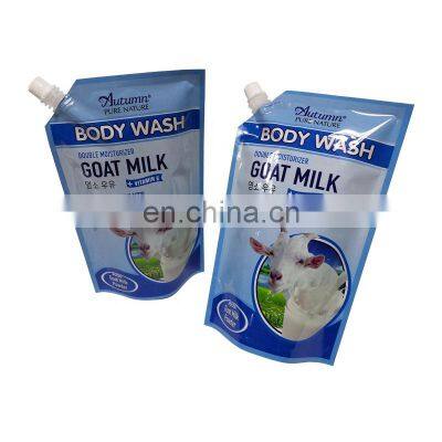 custom liquid goat milk juice pouch doypack stand up pouch with spout packaging