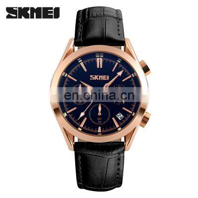 9127 Skmei Design Custom Your Logo Watches Quartz Wrist Alloy OEM Wholesaler Waterproof Leather Men Watch