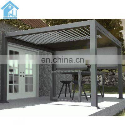 Garden free standing waterproof motorized aluminio sun shades retractable metal louvre roof pergola