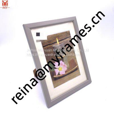 Metal Brushed Irregular Hexagonal Silver Gray Wide Side Photo Frame