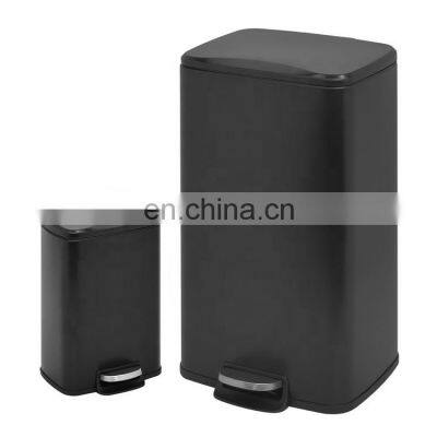 Rectangle Stainless Steel Foot Pedal Trash Can With Plastic Lid