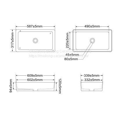 Modern Style 24-inch 61 cm Bathroom Matte Black Ceramic Vessel Sink Countertop Rectangle Matte Black Wash Basin photo-4