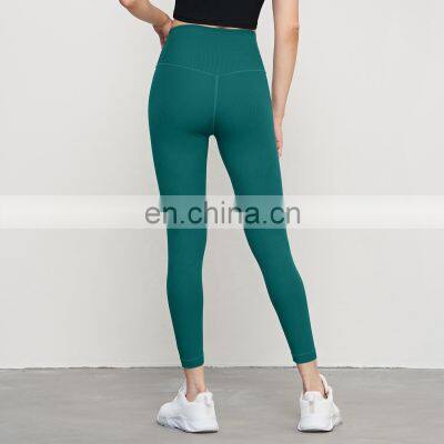 Ribbed Yoga Breathable Leggings With Back Pocket Wholesale High Waist Yiwu Sports Pants
