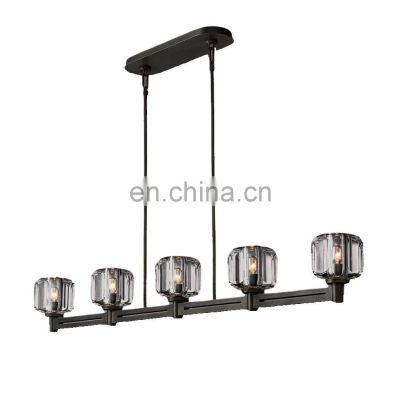 Modern Nordic Style Crystal Glass Chandelier Factory Price Black Finish Pendant Lamp for Home Bar Kitchen Island Lighting