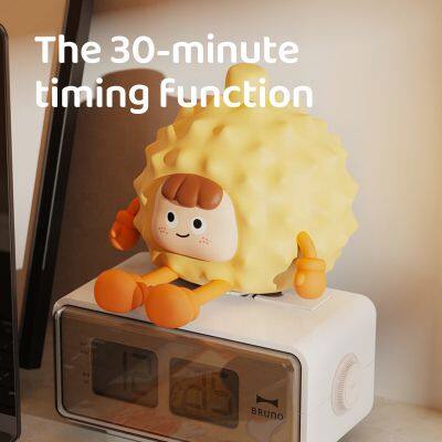 Seller Cheap Personalized Baby Sleeping Lamp Rechargeable Cute Fruit Durian Silicone Small Night Light Touch Sensor Kids Lamp photo-5