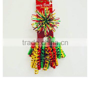 Christmas Decoration Set:Metallic Fancy Bow and Colorful Curly Ribbon