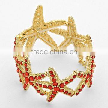 Fashion Beach and Sea Life Jewelry Pave Bead Starfish Stretch Bangle Bracelet photo-3