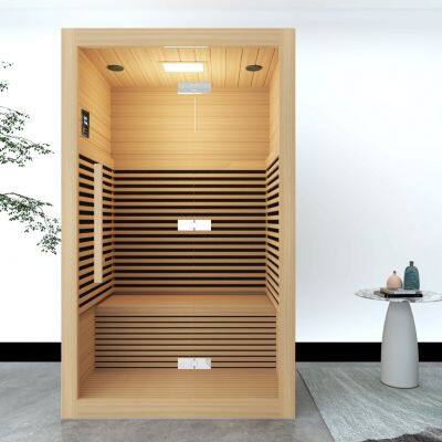 Minimalist Style Wooden Indoor Wet Steam Sauna Room With Bluetooth Speaker and Touch Control photo-3
