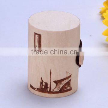 Custom art mind round soft bark wooden boxes