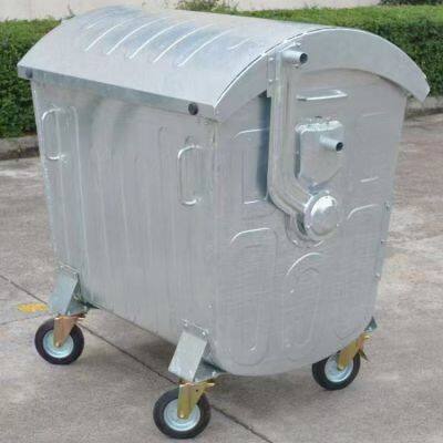 European Standard 1100-liter Galvanized Sheet Trash Can Trade Export-type Metal Trash Can photo-4