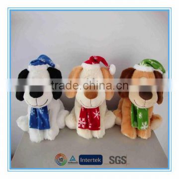 Black and white stuffed plush dogs