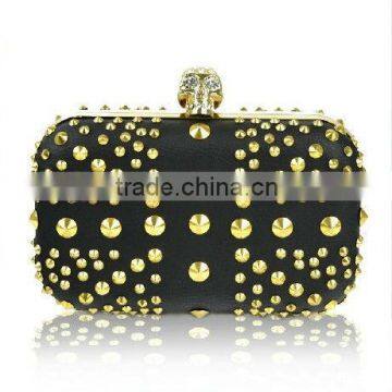 Factory sell most popular wholesale designer skull studs evening clutch bag