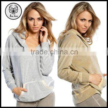Autumn Fashion Long Sleeve Blank Gray Women Pullover Hoodies