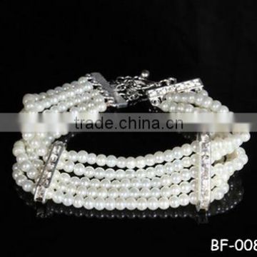 Fashion Pearl Charm Bead Bracelet Rhinestone Layers Bracelet Wholesale