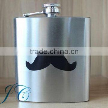 6oz decal printing hip flask with full color logo beard hip flask for Drink wine