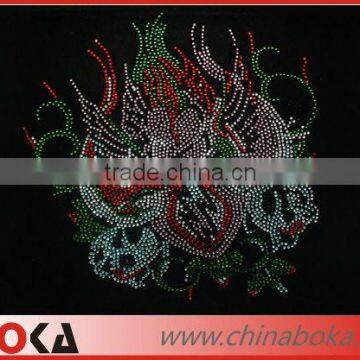 Latest design flower rhinestone transfer motifs for T-shirt