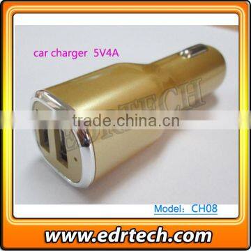 Cute min usb dual car charger with 2 usb ports 5V 4A new design