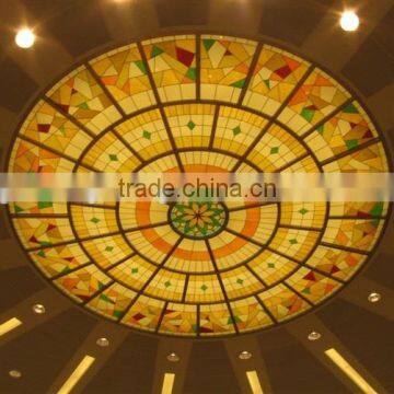 Stained glass technique and interior glass type stained glass decorative roof ceiling dome